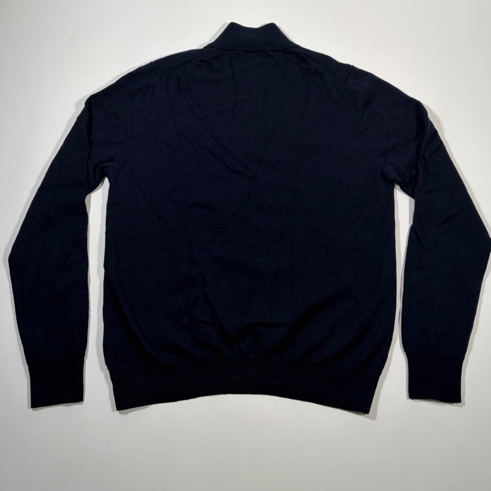 Brooks Brothers Merino Wool Quarter Zip Sweater Navy Blue Old Money Minimalist M - Picture 3 of 4